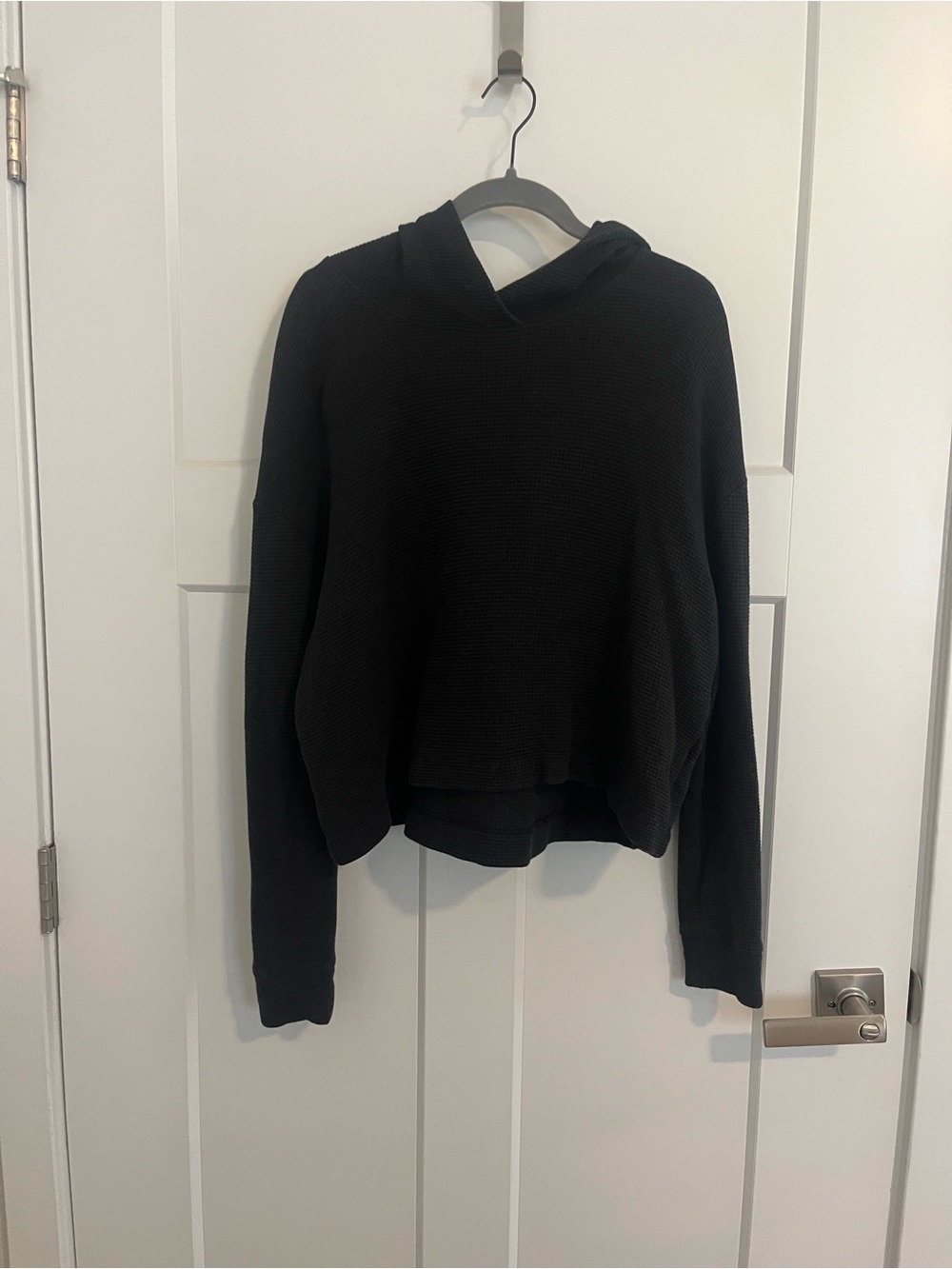 Athleta Black Hooded Thermal Pullover